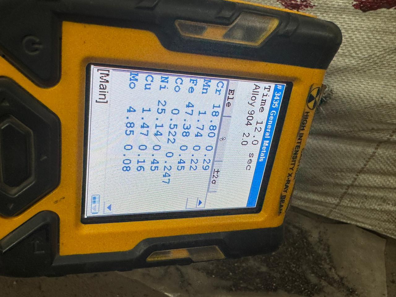 XRF Verified – Alloy 904L (Ni 25.14%)